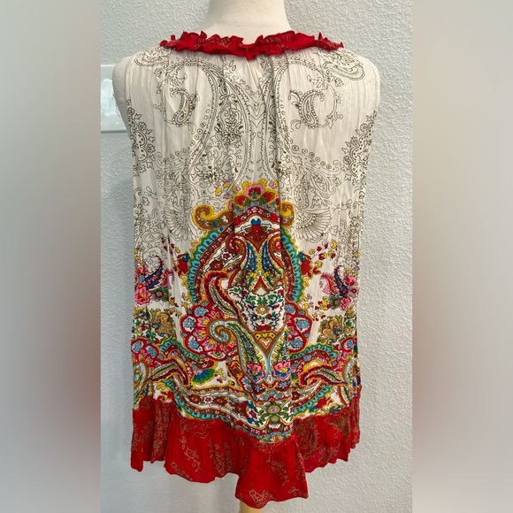 Bila boho ruffle flowy tassel tie sleeveless top XL - Picture 2 of 6